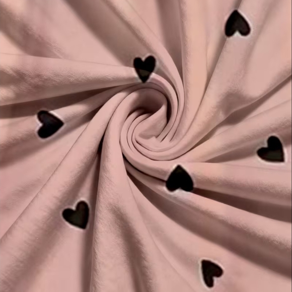 Heart ❤️ Print Pink Maxi Pants Wide Legged Pale Pink Woth Gray Hearts - Picture 3 of 3